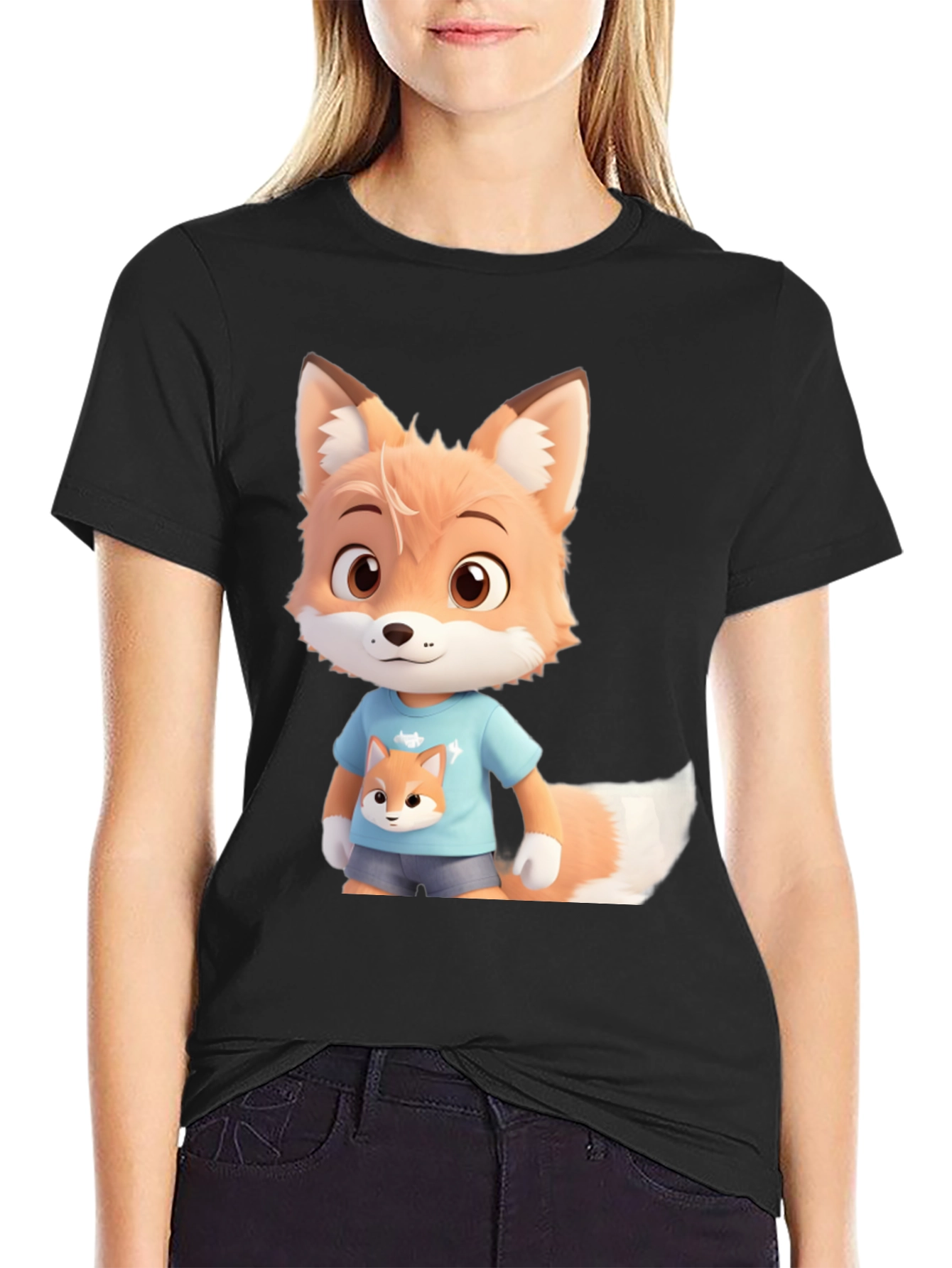 Cute Fox Cartoon Character Graphic Tee