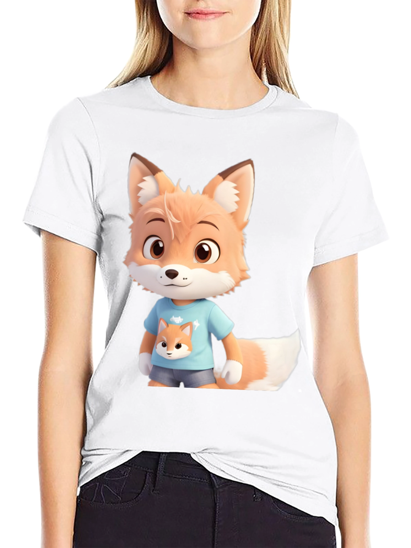 Cute Fox Cartoon Character Graphic Tee
