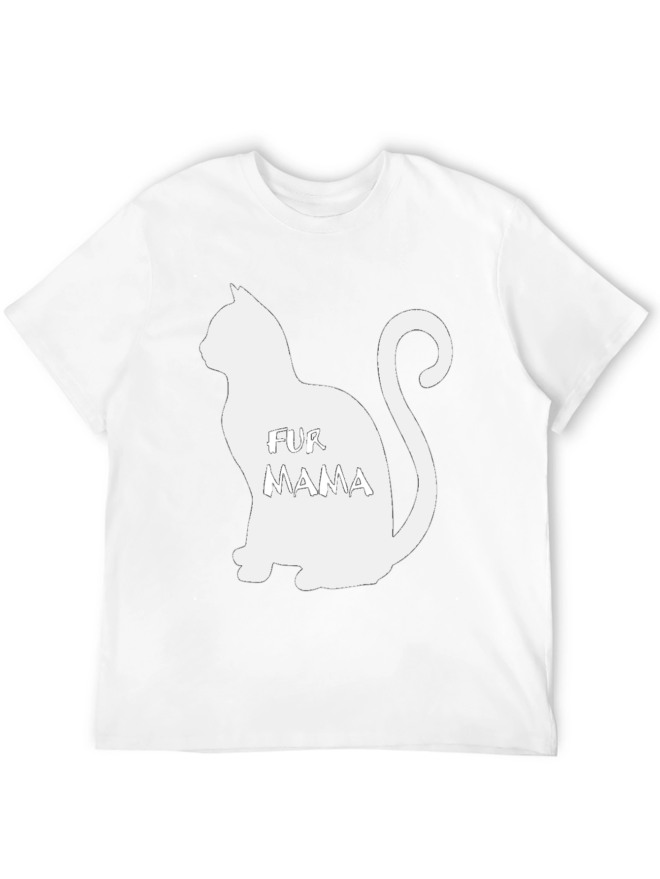 Fur Mama Cat Silhouette Black T-Shirt