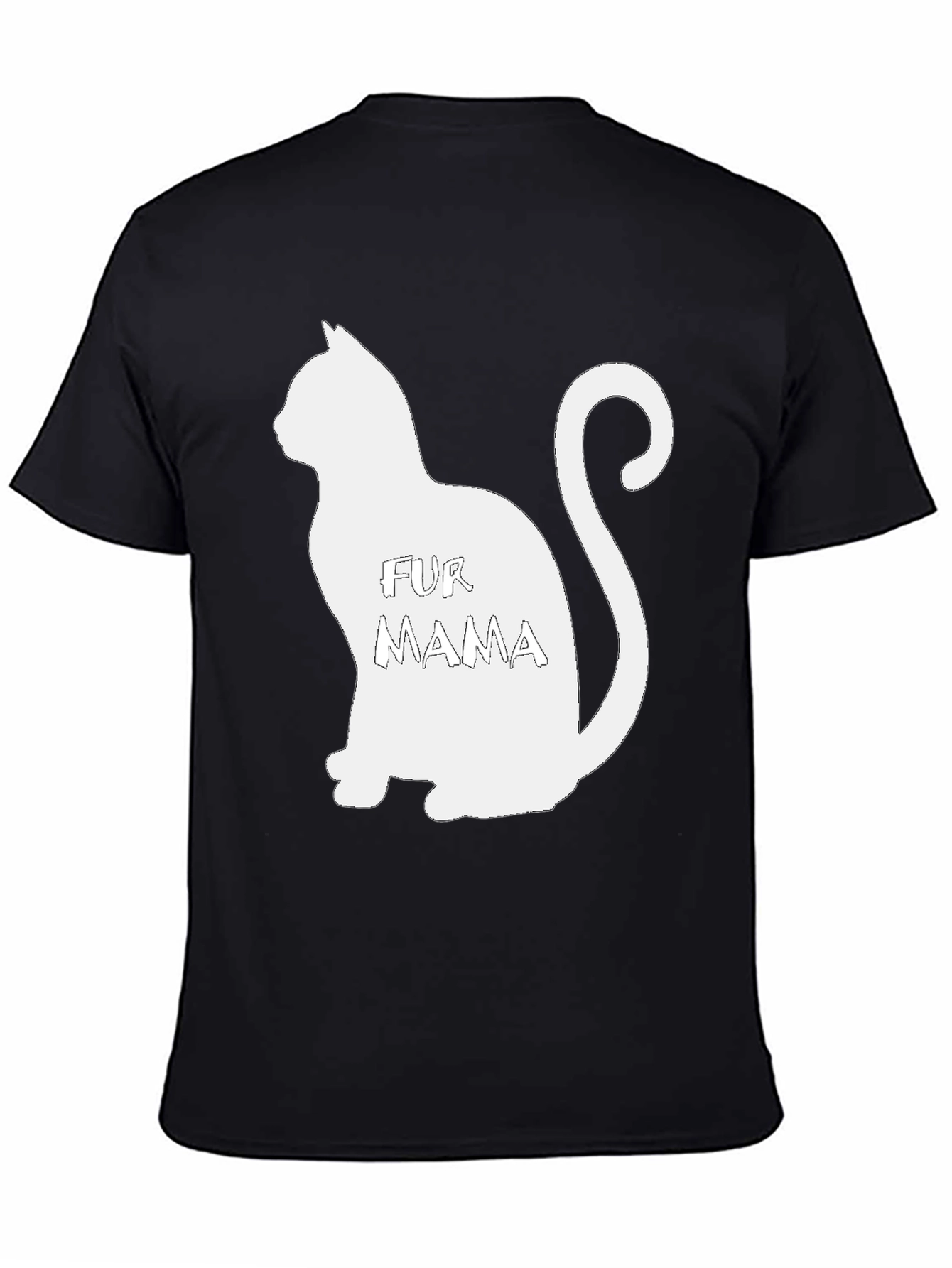 Fur Mama Cat Silhouette Black T-Shirt