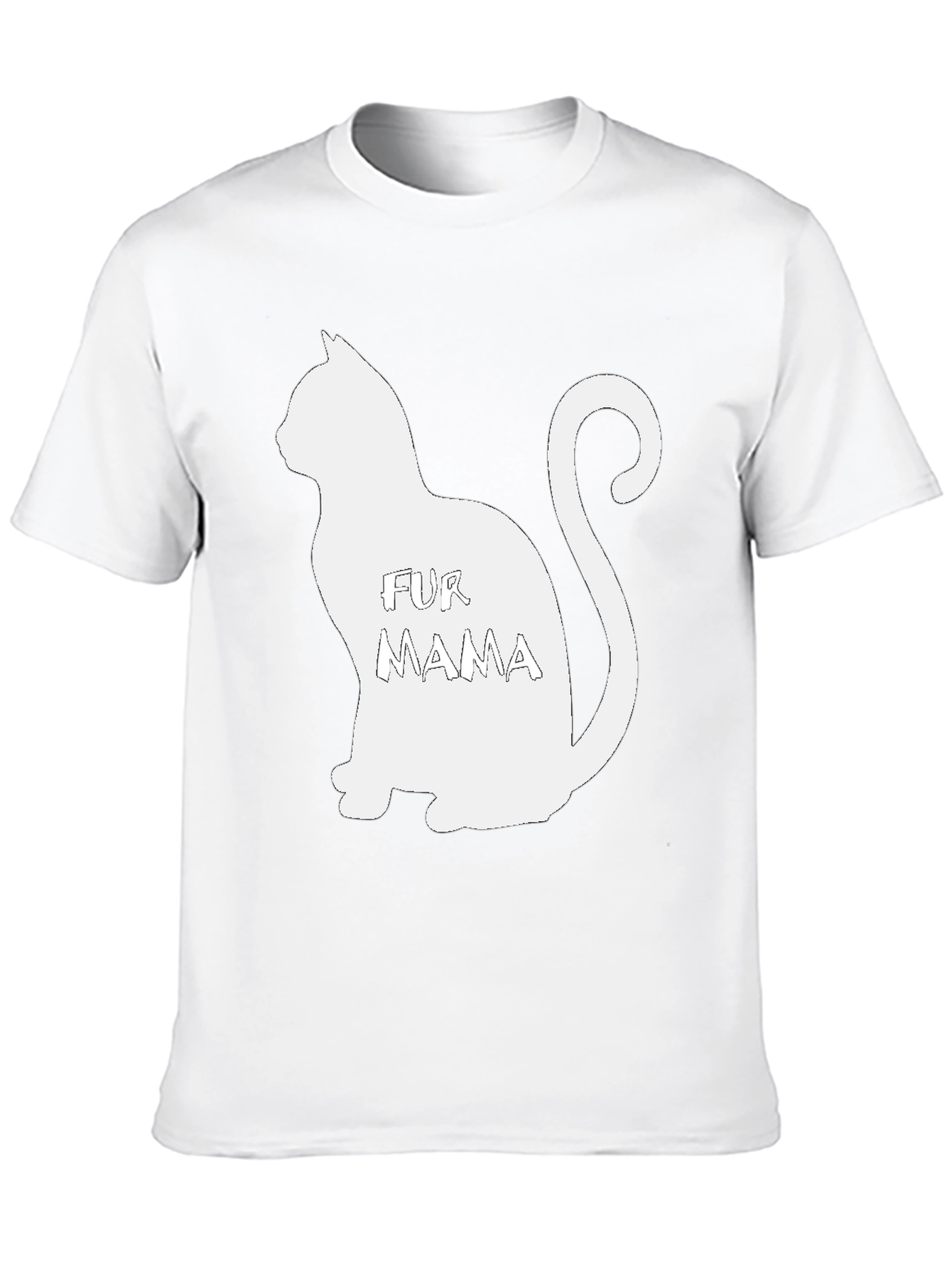 Fur Mama Cat Silhouette Black T-Shirt