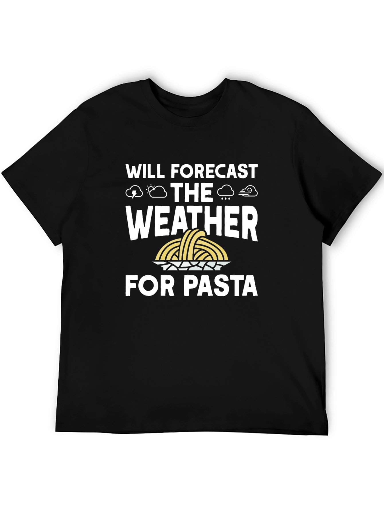 Funny Pasta Weather Forecast Black T-Shirt