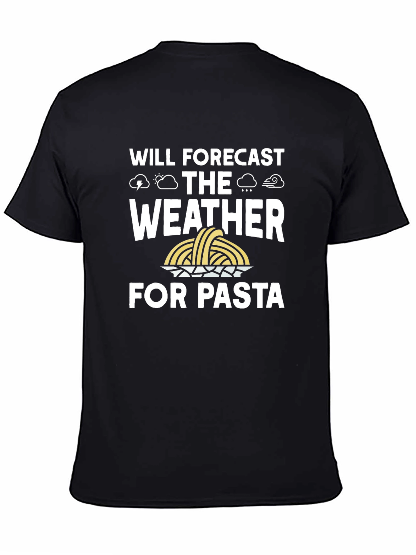 Funny Pasta Weather Forecast Black T-Shirt