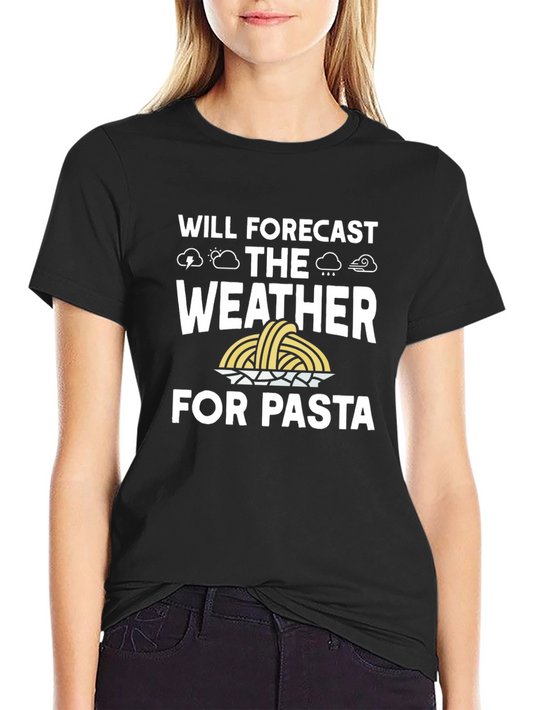 Funny Pasta Weather Forecast Black T-Shirt