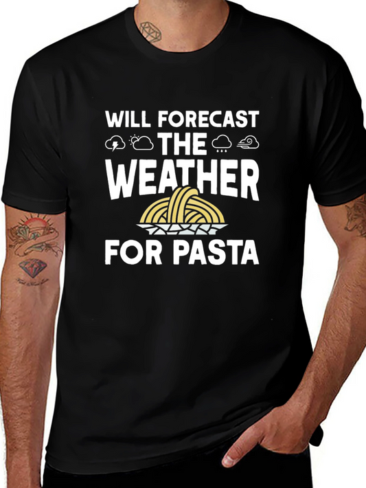 Funny Pasta Weather Forecast Black T-Shirt
