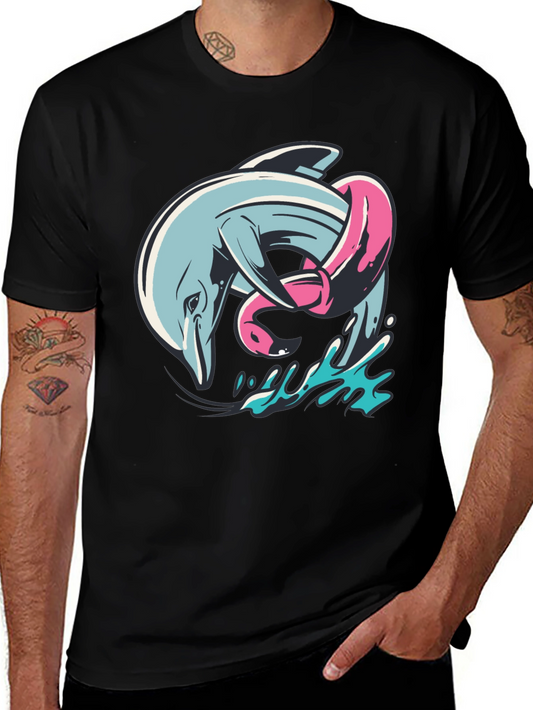 Dolphin & Flamingo T-Shirt - Unique Graphic Tee