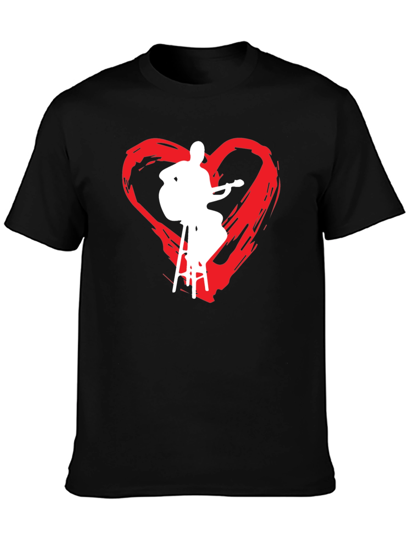 Musician Heart Graphic Tee - Black Cotton T-Shirt