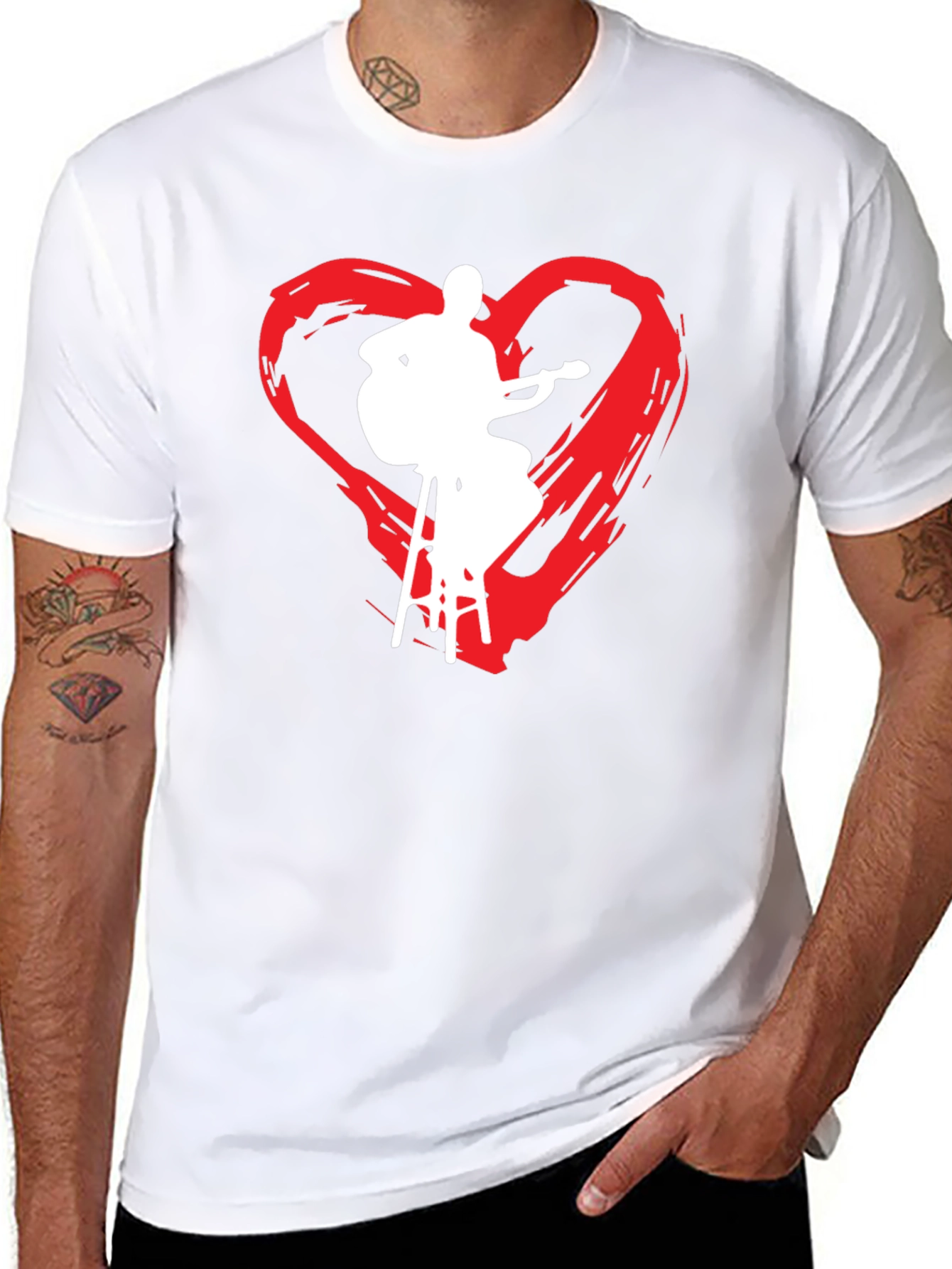 Musician Heart Graphic Tee - Black Cotton T-Shirt