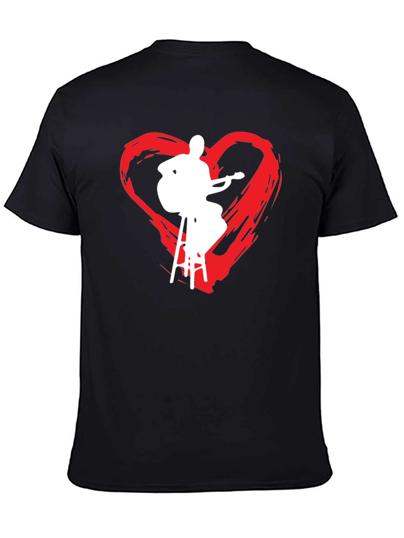 Musician Heart Graphic Tee - Black Cotton T-Shirt