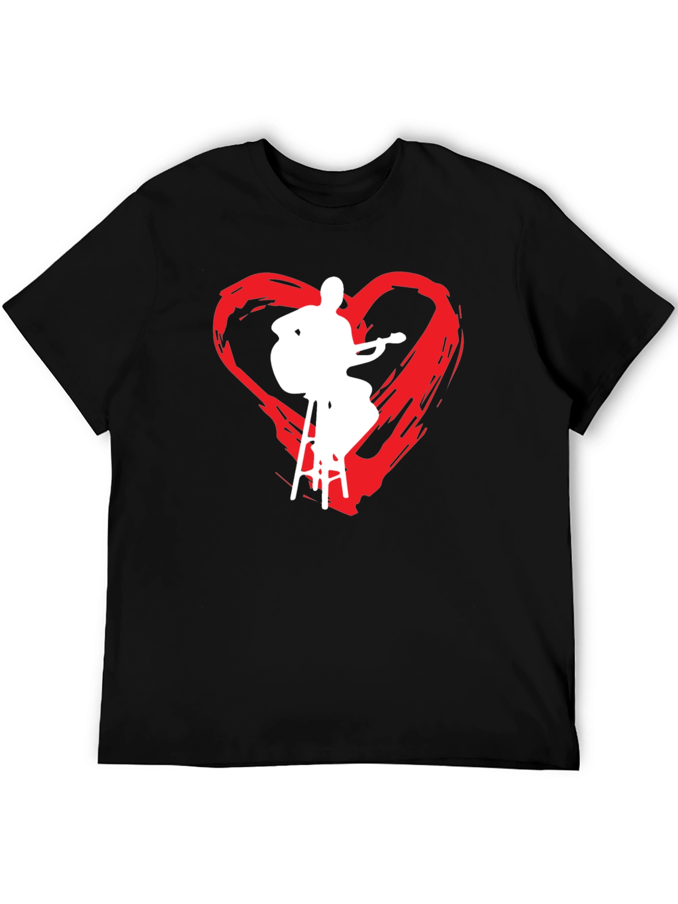 Musician Heart Graphic Tee - Black Cotton T-Shirt