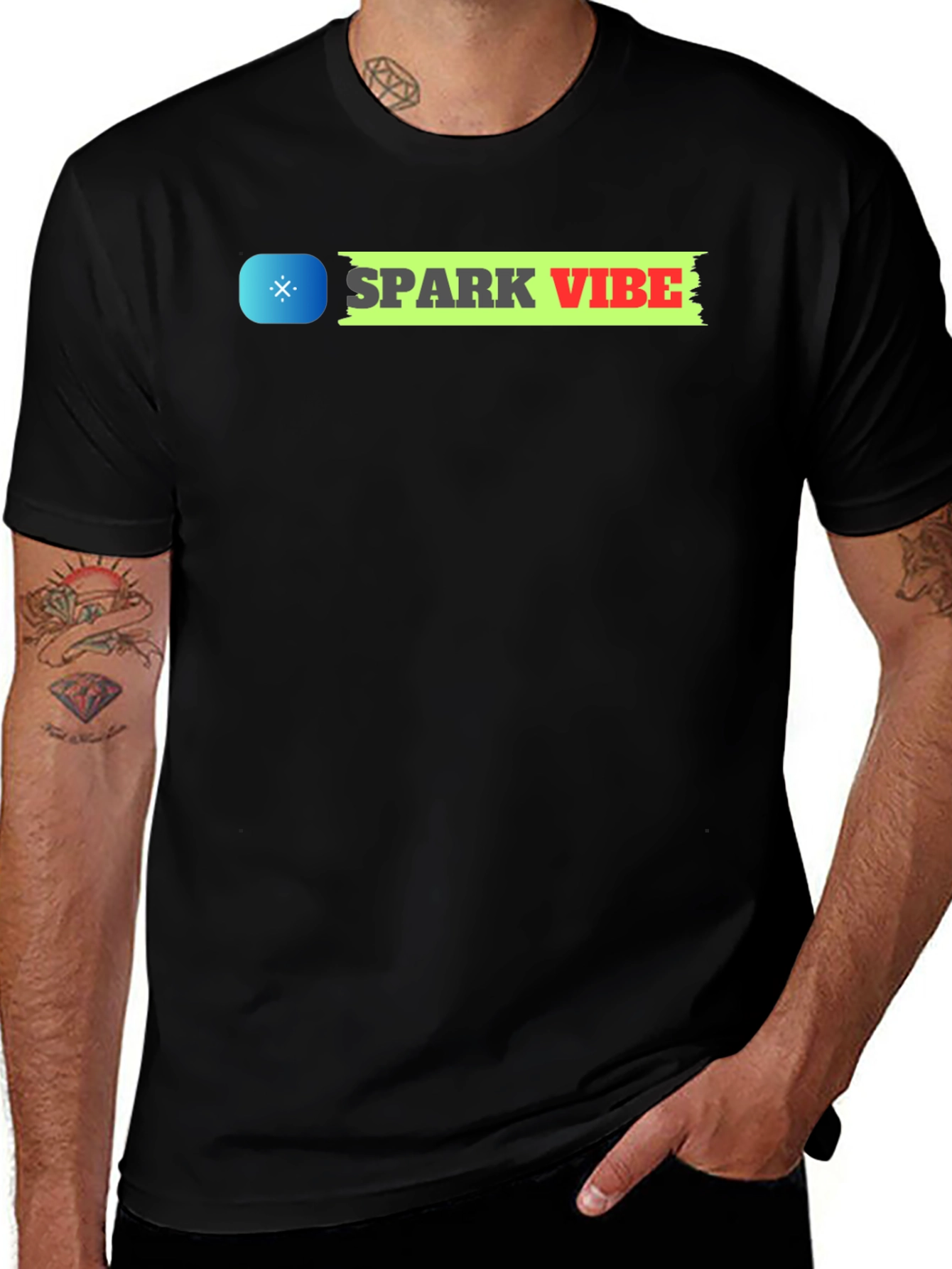 Spark Vibe Black Cotton Graphic Tee