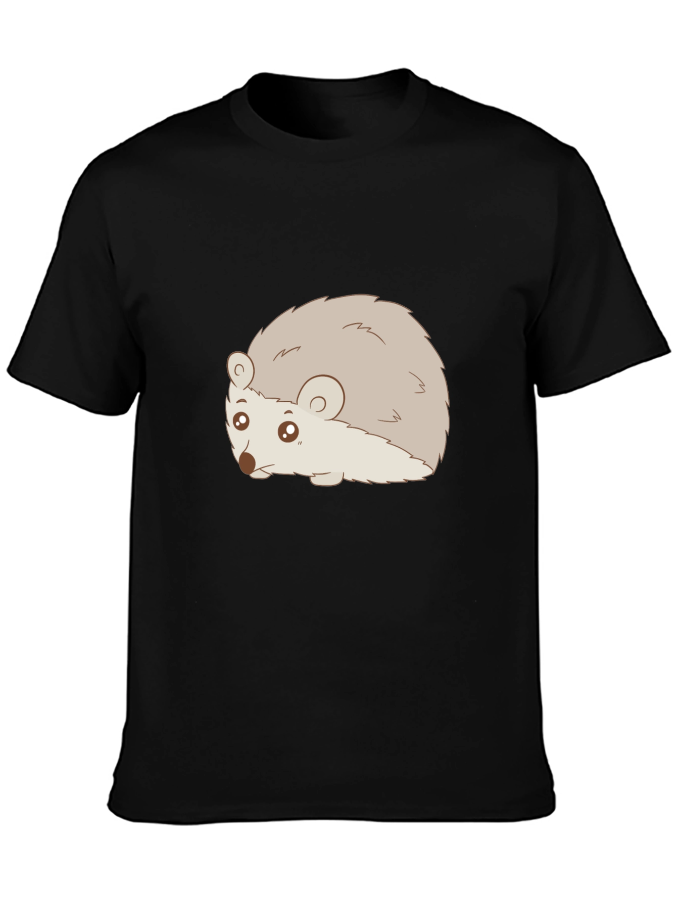 Cute Hedgehog Graphic Tee - Black Unisex T-Shirt