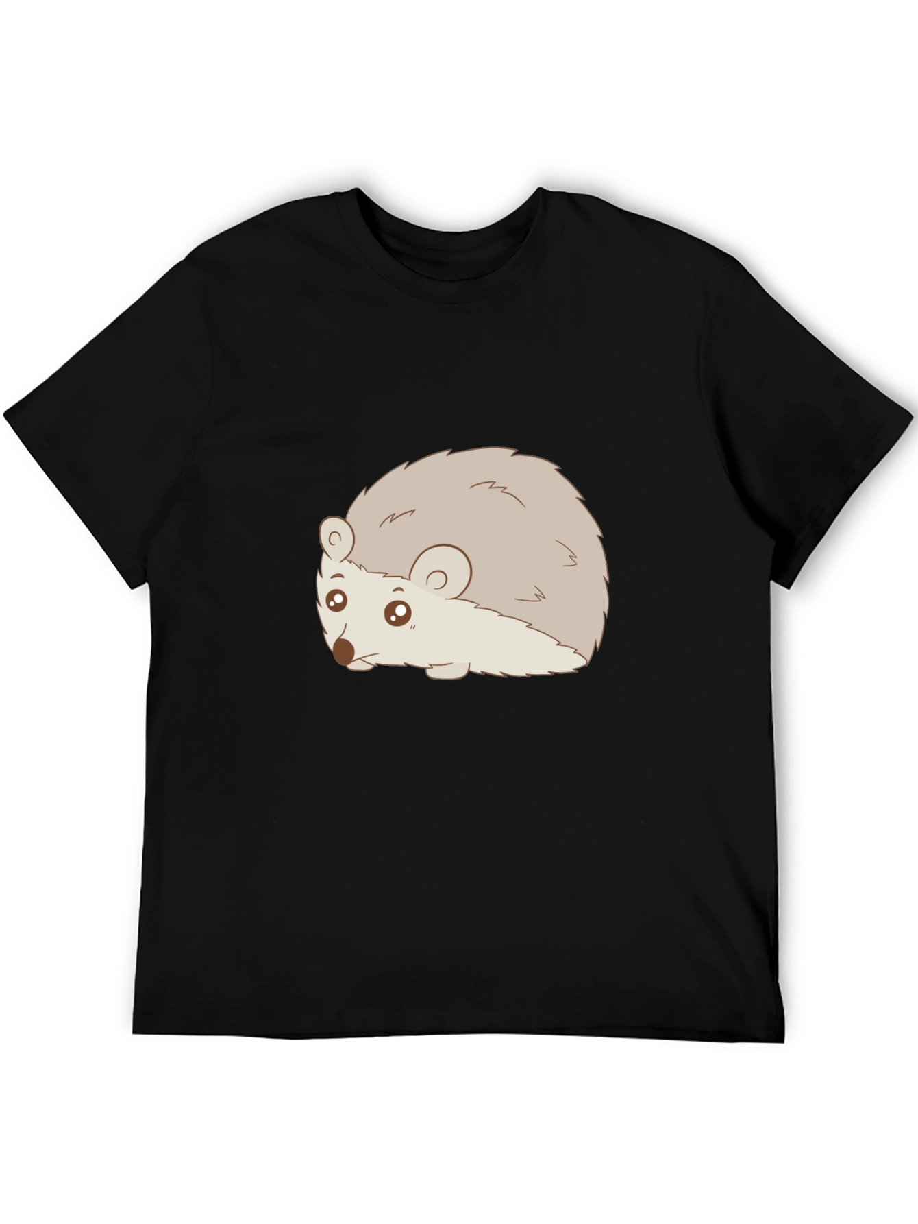 Cute Hedgehog Graphic Tee - Black Unisex T-Shirt
