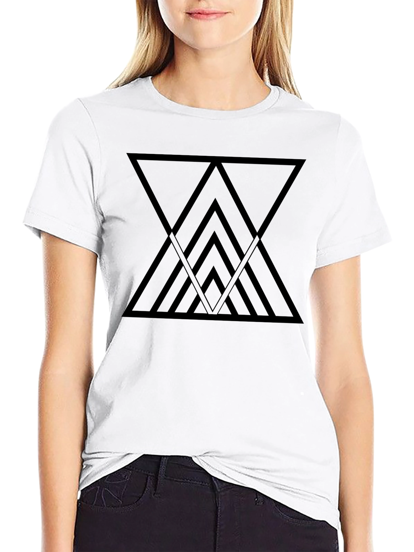 Geometric Triangle Graphic Black T-Shirt