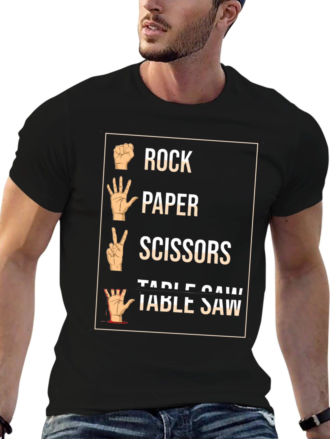 Rock Paper Scissors Table Saw Graphic Tee