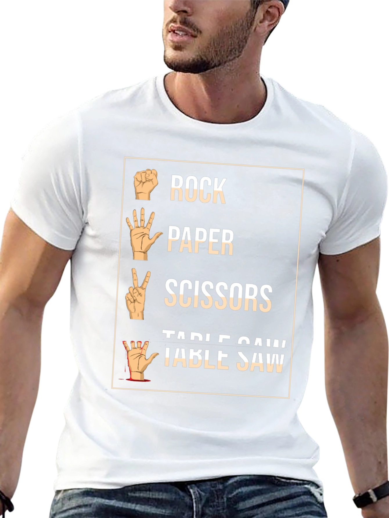 Rock Paper Scissors Table Saw Graphic Tee