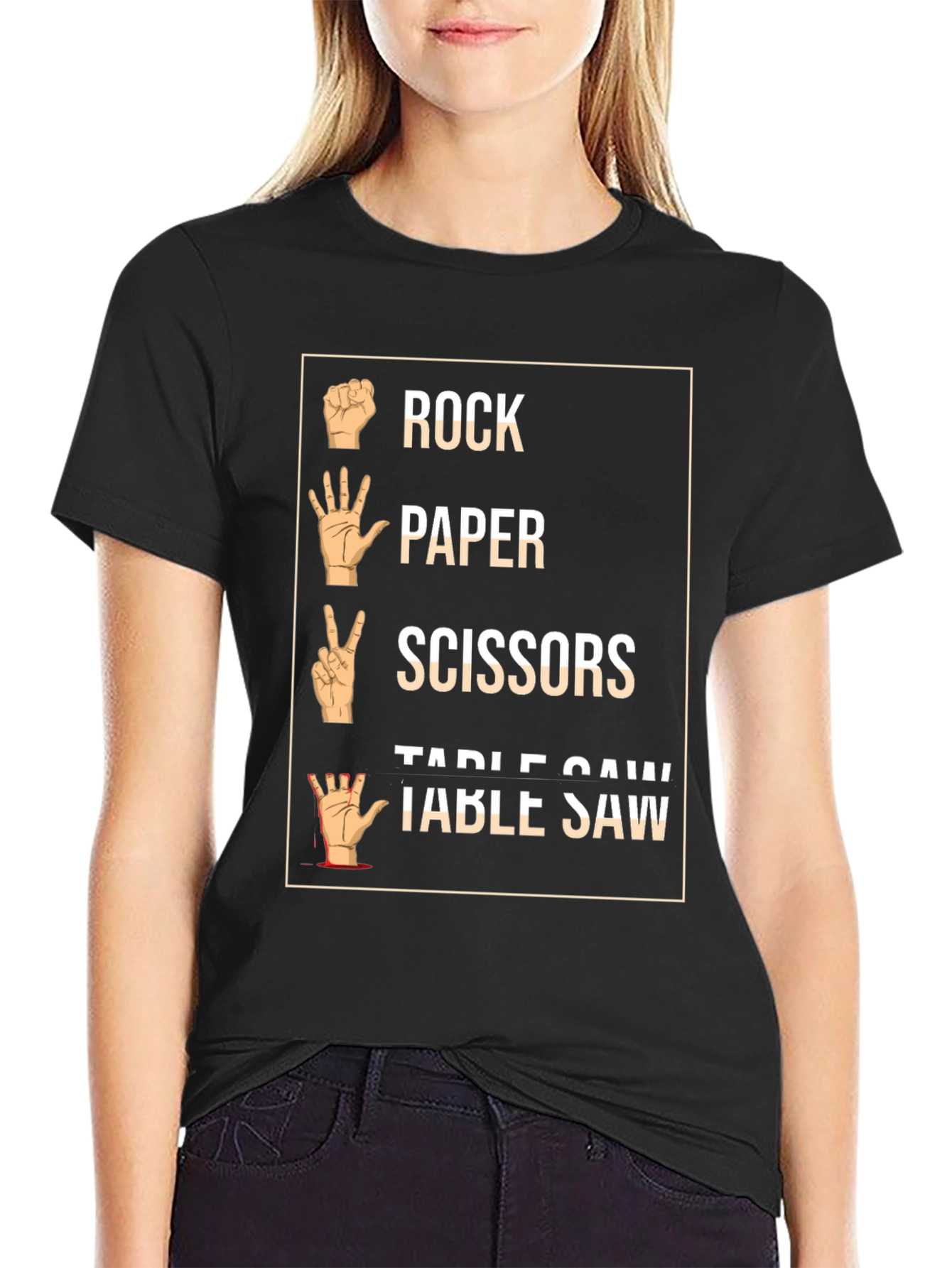 Rock Paper Scissors Table Saw Graphic Tee