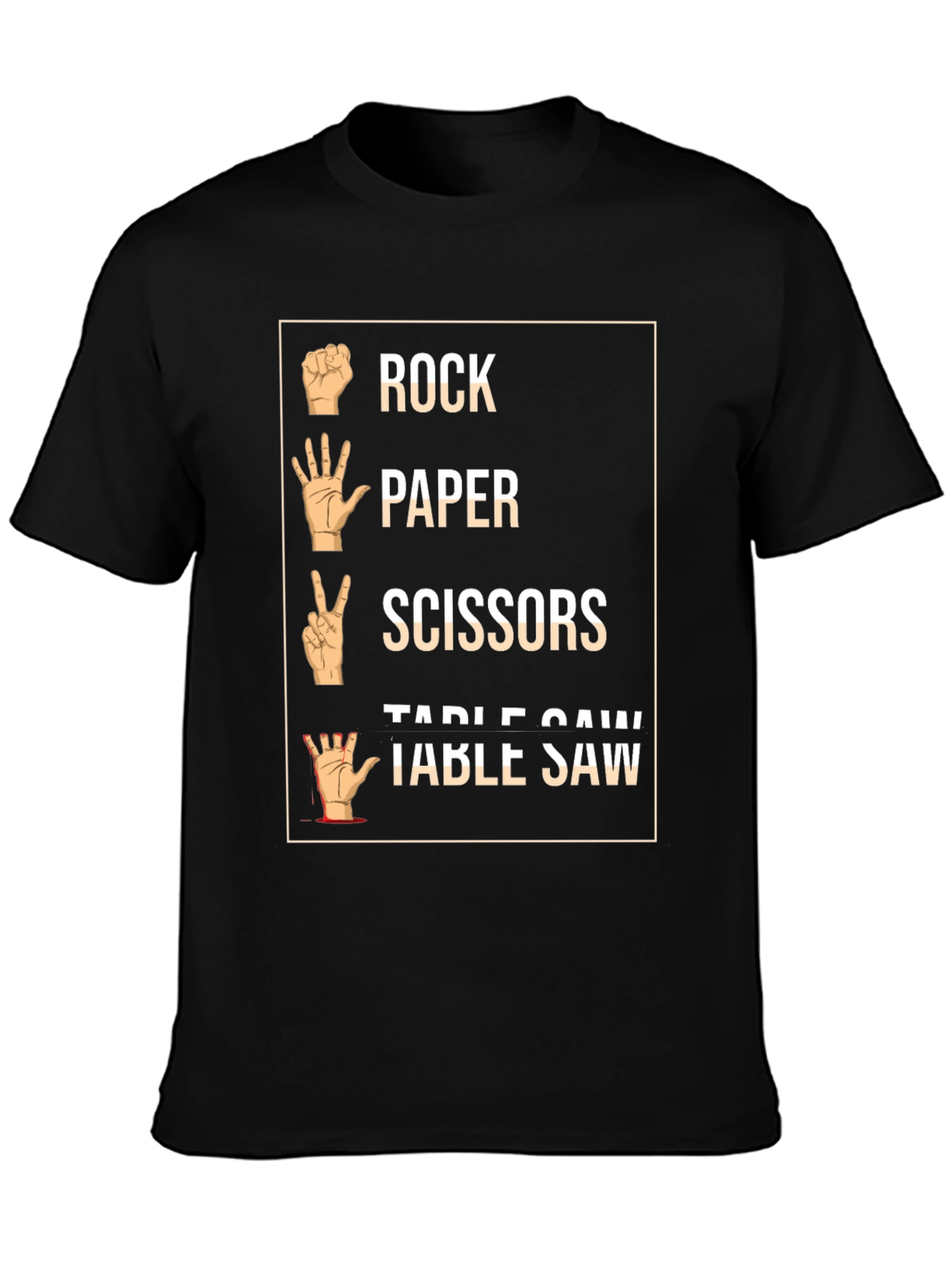 Rock Paper Scissors Table Saw Graphic Tee