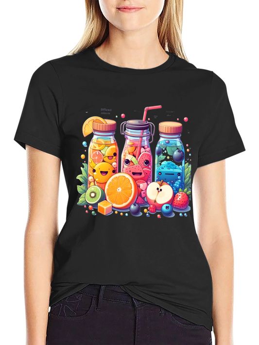 Fun Fruit Juice Graphic T-Shirt - Unisex Casual Tee