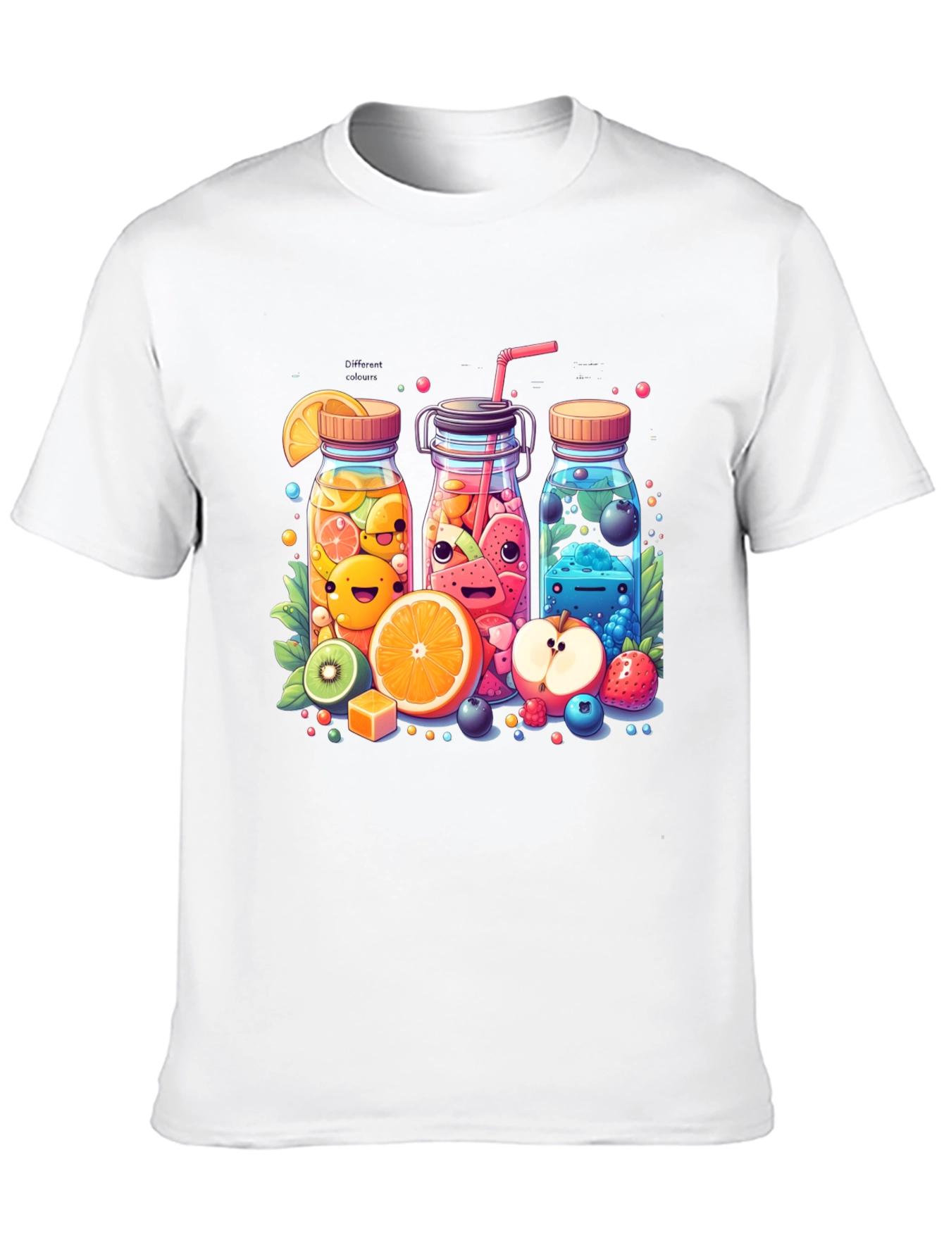 Fun Fruit Juice Graphic T-Shirt - Unisex Casual Tee