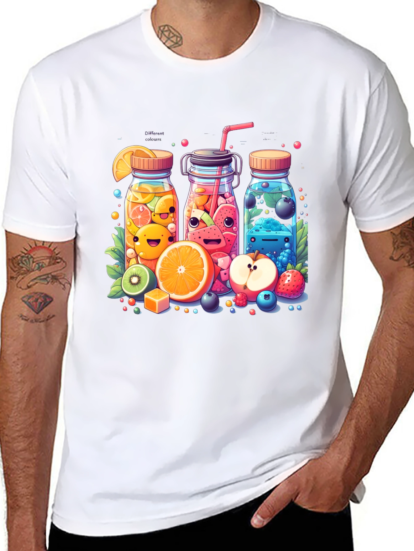 Fun Fruit Juice Graphic T-Shirt - Unisex Casual Tee