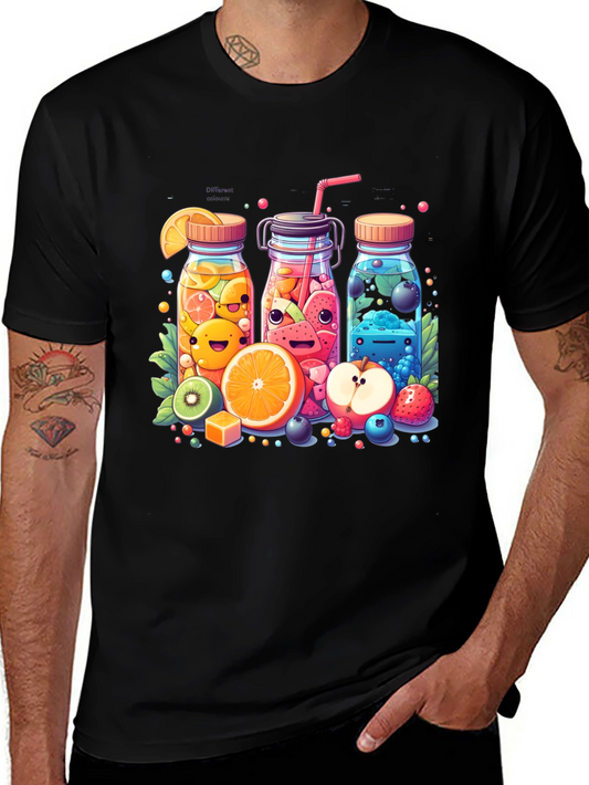 Fun Fruit Juice Graphic T-Shirt - Unisex Casual Tee