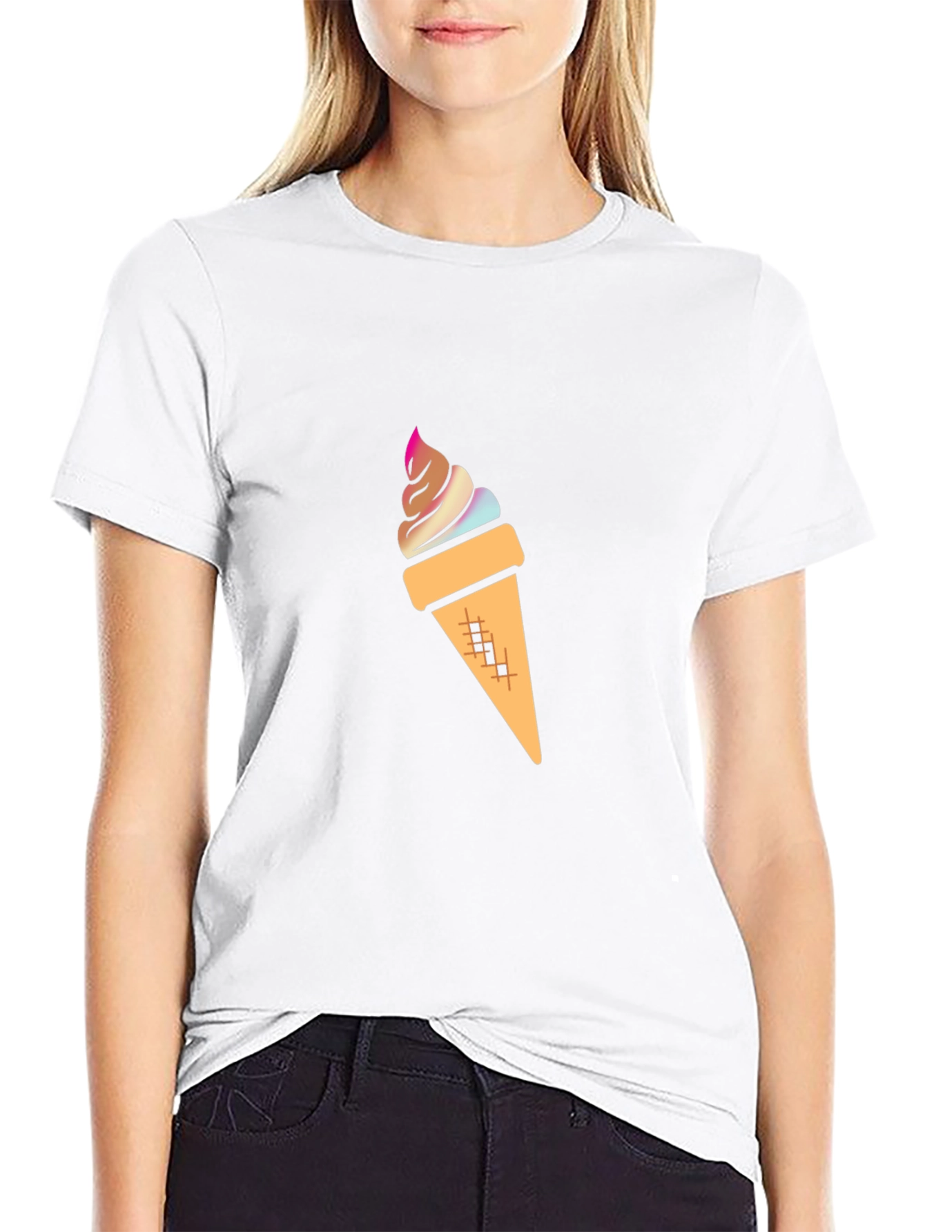 Ice Cream Graphic Tee - Stylish Black Cotton T-Shirt