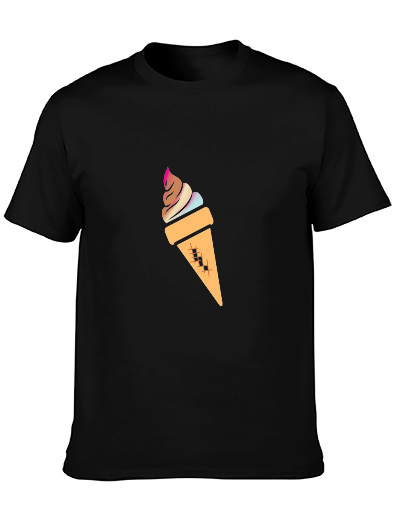 Ice Cream Graphic Tee - Stylish Black Cotton T-Shirt