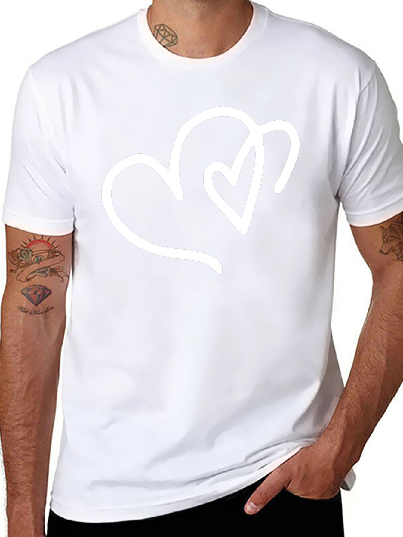 Heart Design Black T-Shirt - Stylish Casual Wear