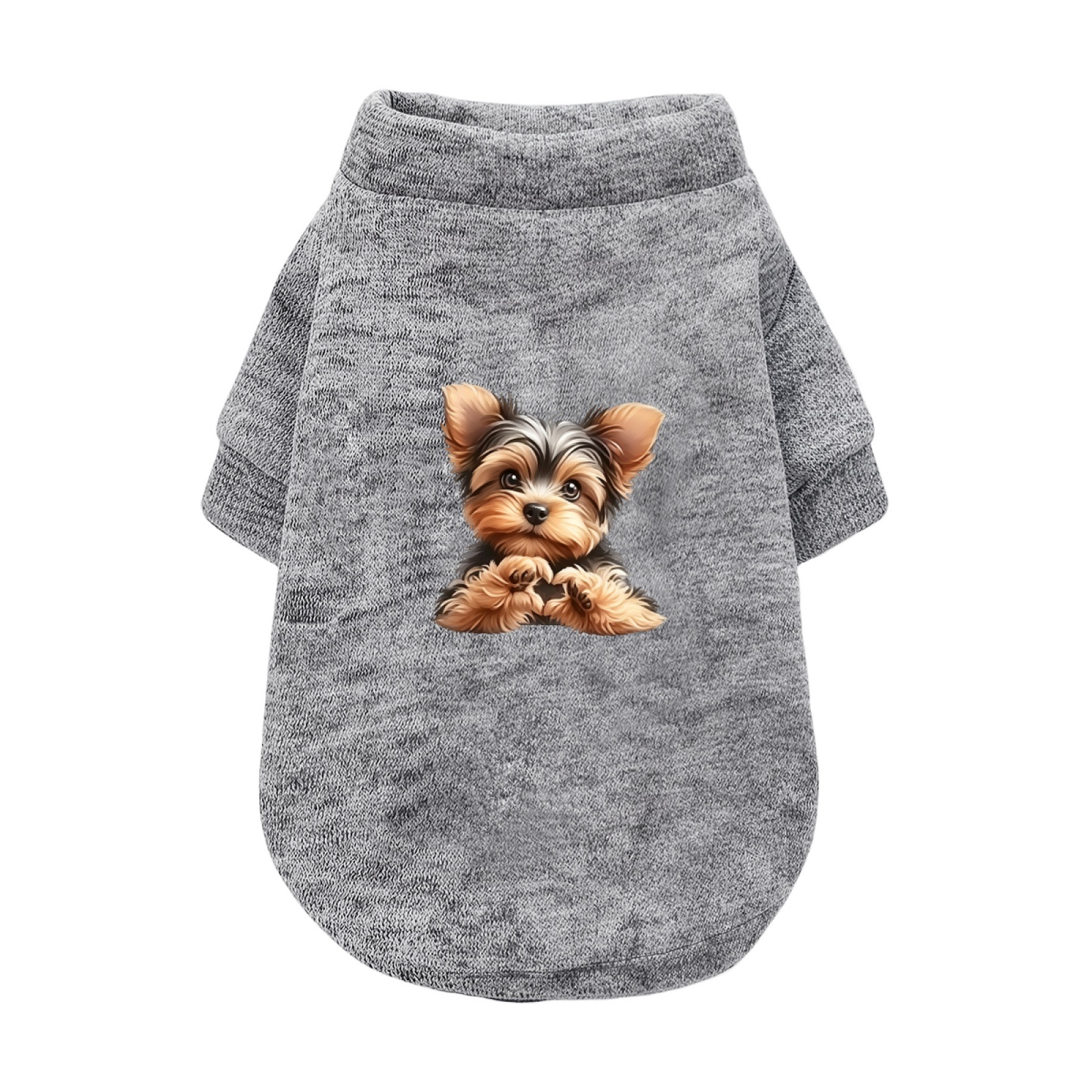 Sweet Yorkshire Terrier Print Pet Sweater, Lovely Small Puppy Daily Outfit