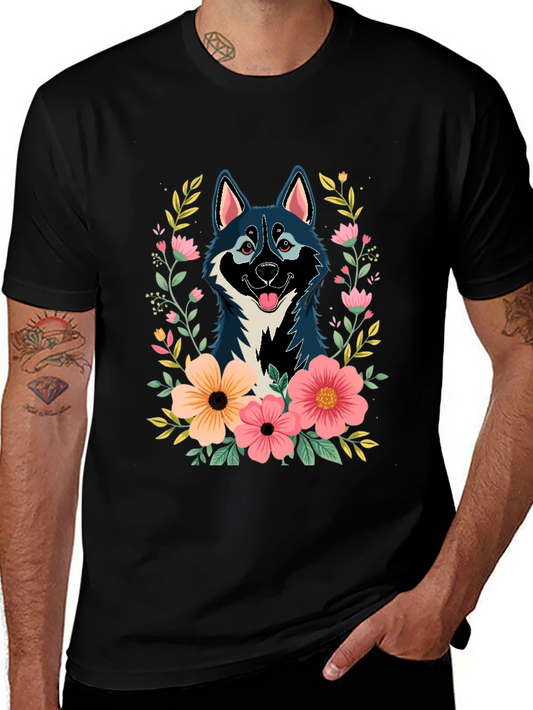 Dog & Floral T-Shirt