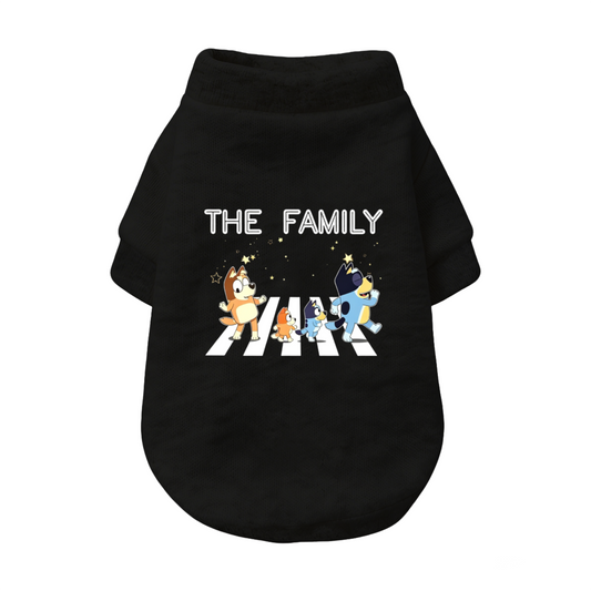 The Family Bluey Cartoon Crossing Road Dog Cardigan Sweater, Family Matching Pet Wear
