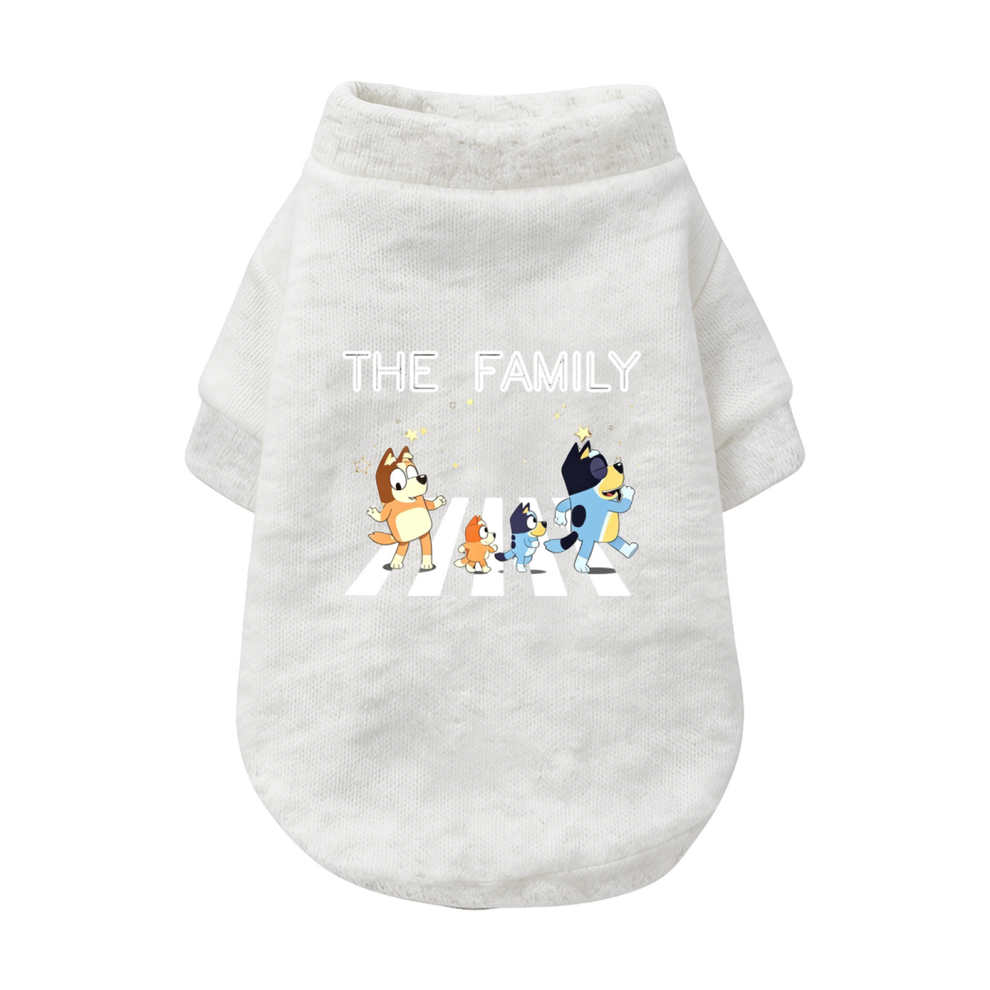 The Family Bluey Cartoon Crossing Road Dog Cardigan Sweater, Family Matching Pet Wear