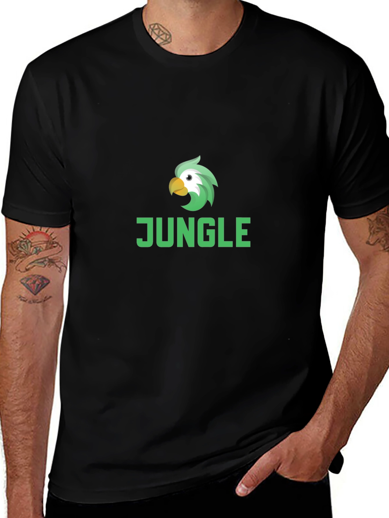 Jungle Parrot Graphic Tee - Cool Bird Design