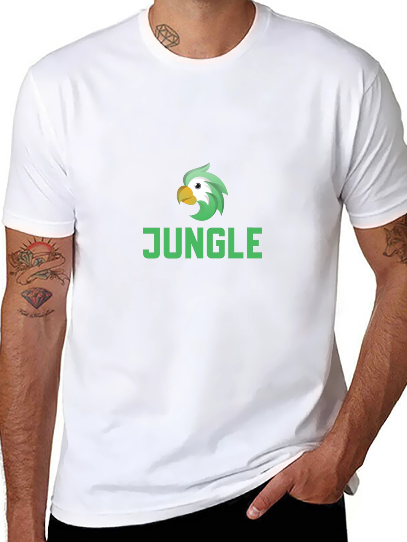 Jungle Parrot Graphic Tee - Cool Bird Design
