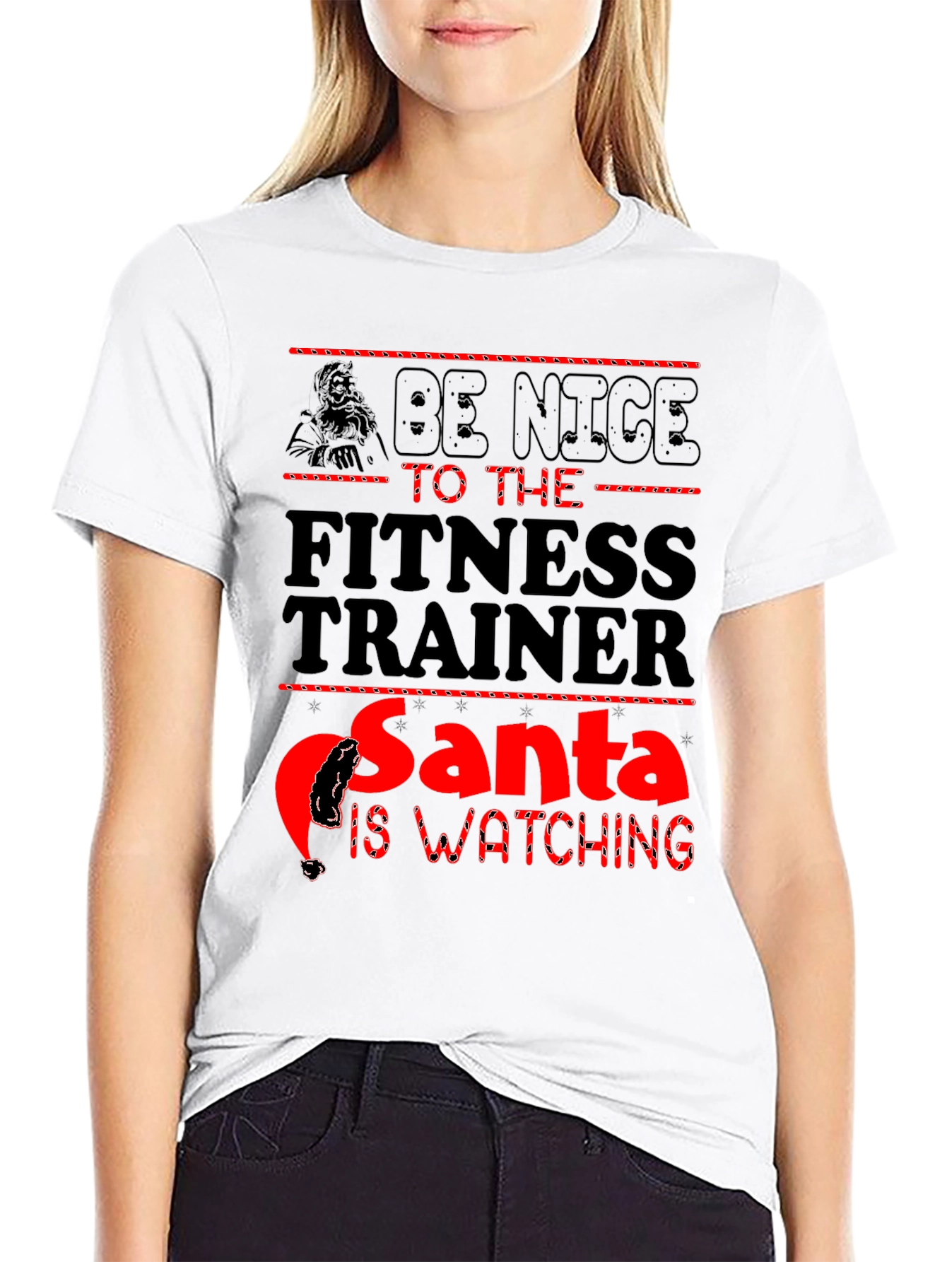Be Nice to The Fitness Trainer Santa T-Shirt