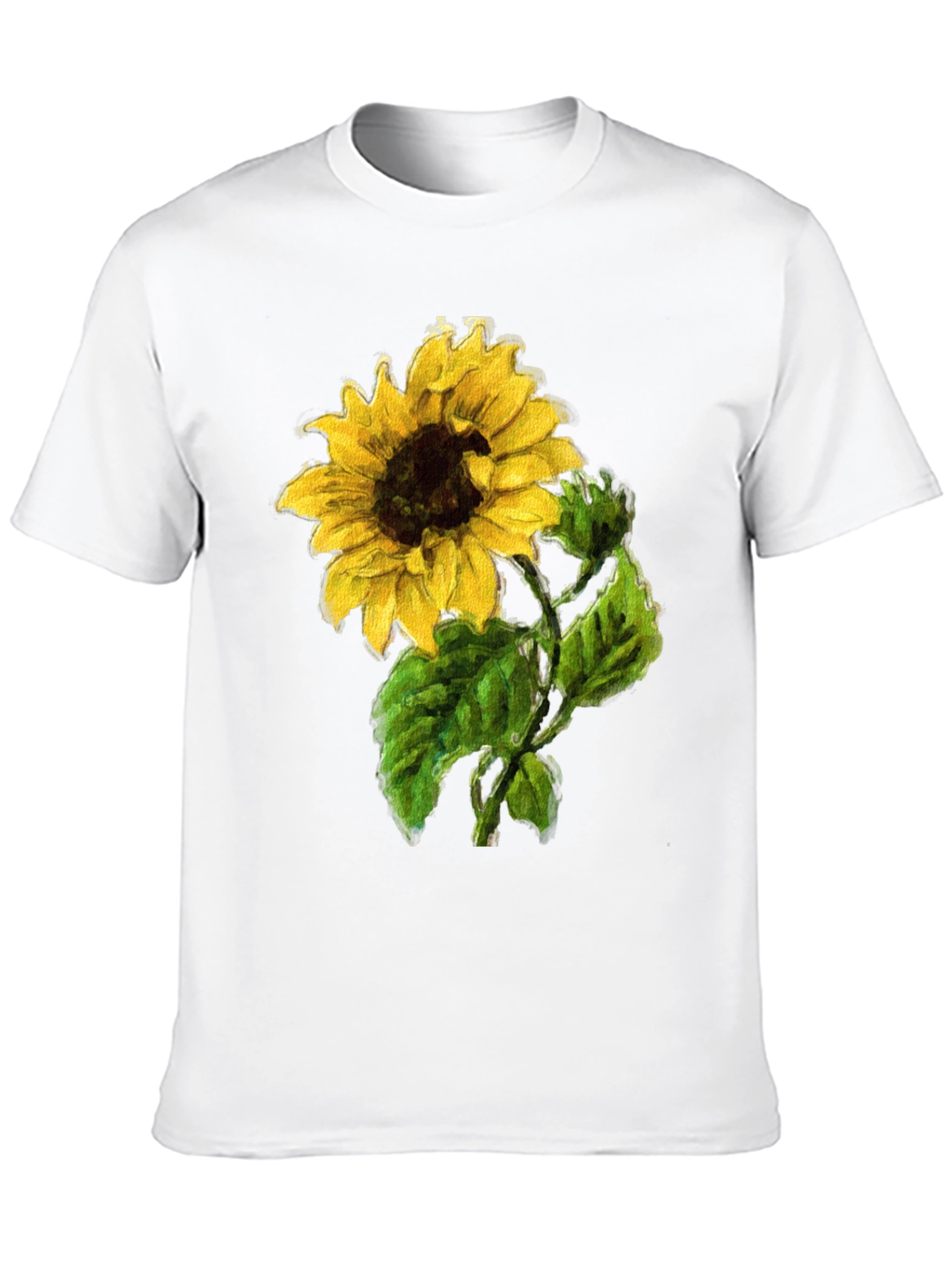 Sunflower Print Black T-Shirt