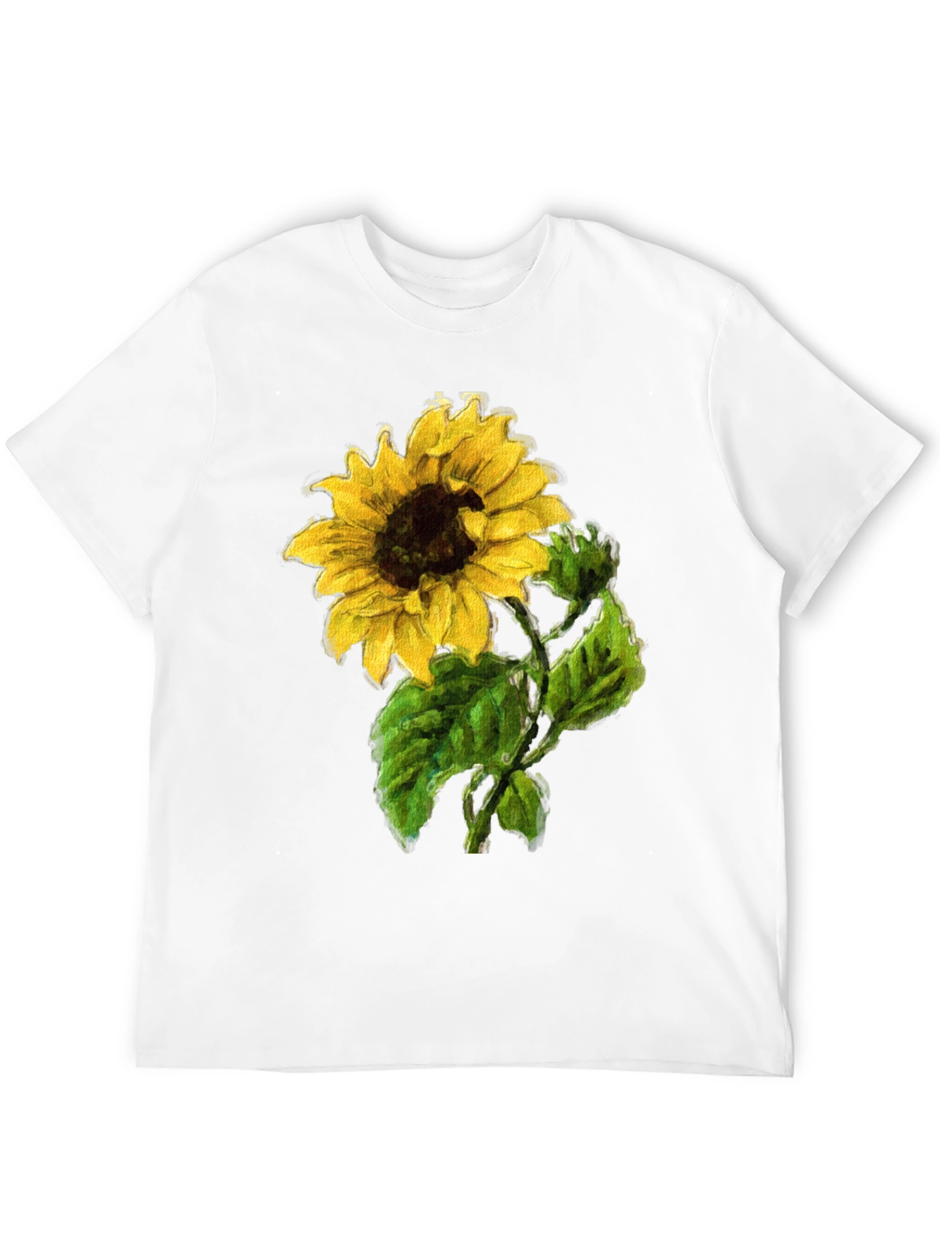 Sunflower Print Black T-Shirt