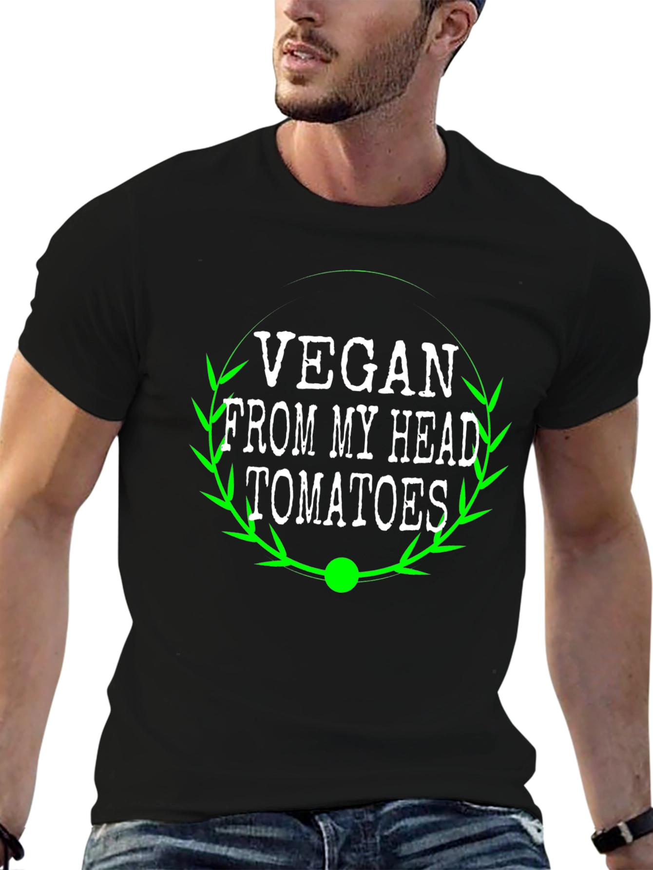 Vegan From My Head Tomatoes Graphic Tee - Black