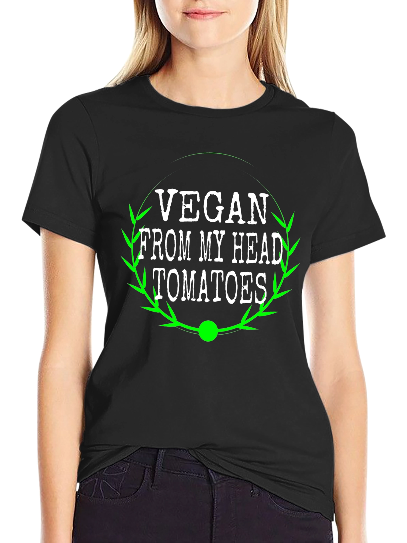 Vegan From My Head Tomatoes Graphic Tee - Black
