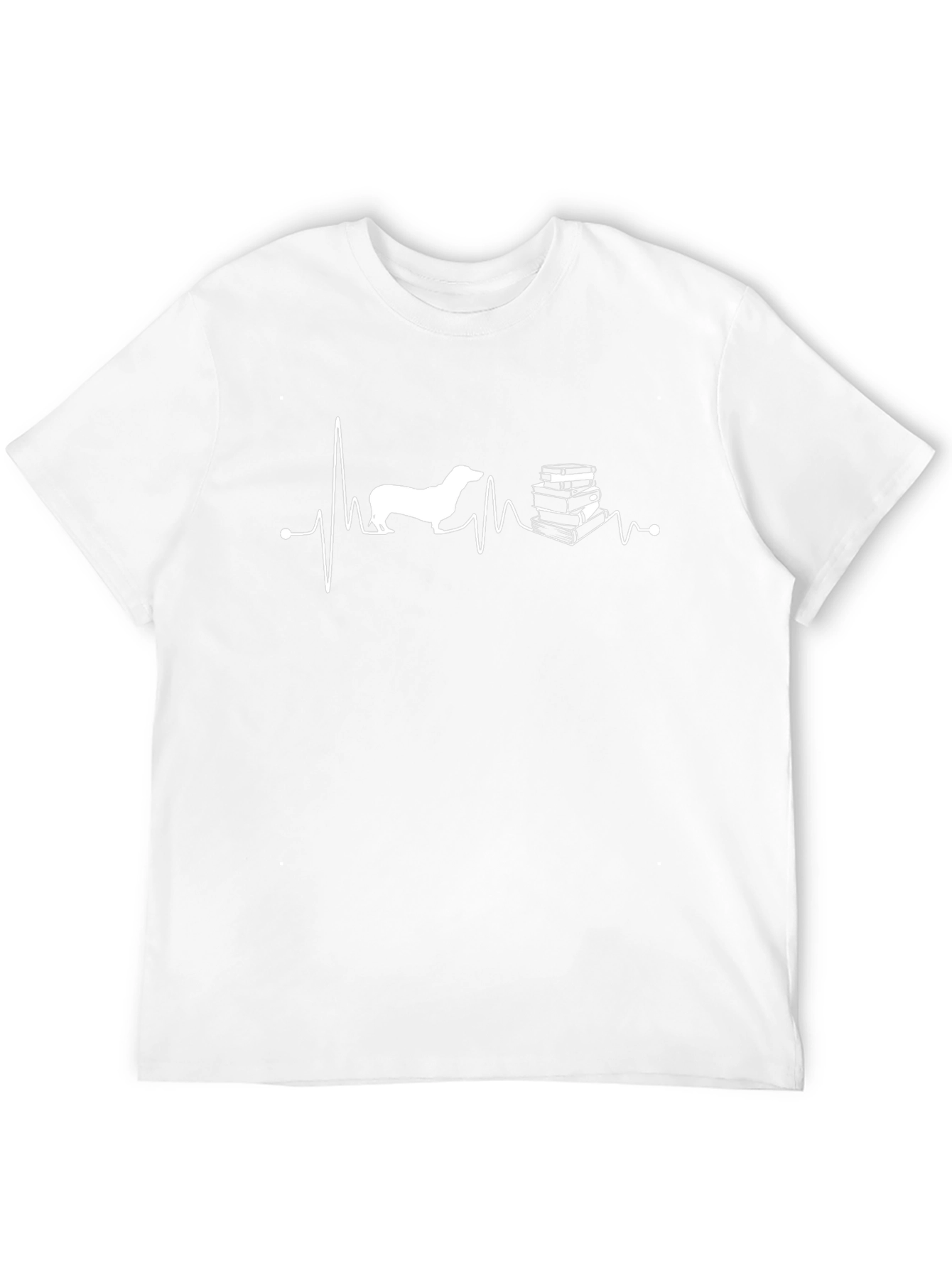 Dog & Books Heartbeat T-Shirt - Novelty Graphic Tee