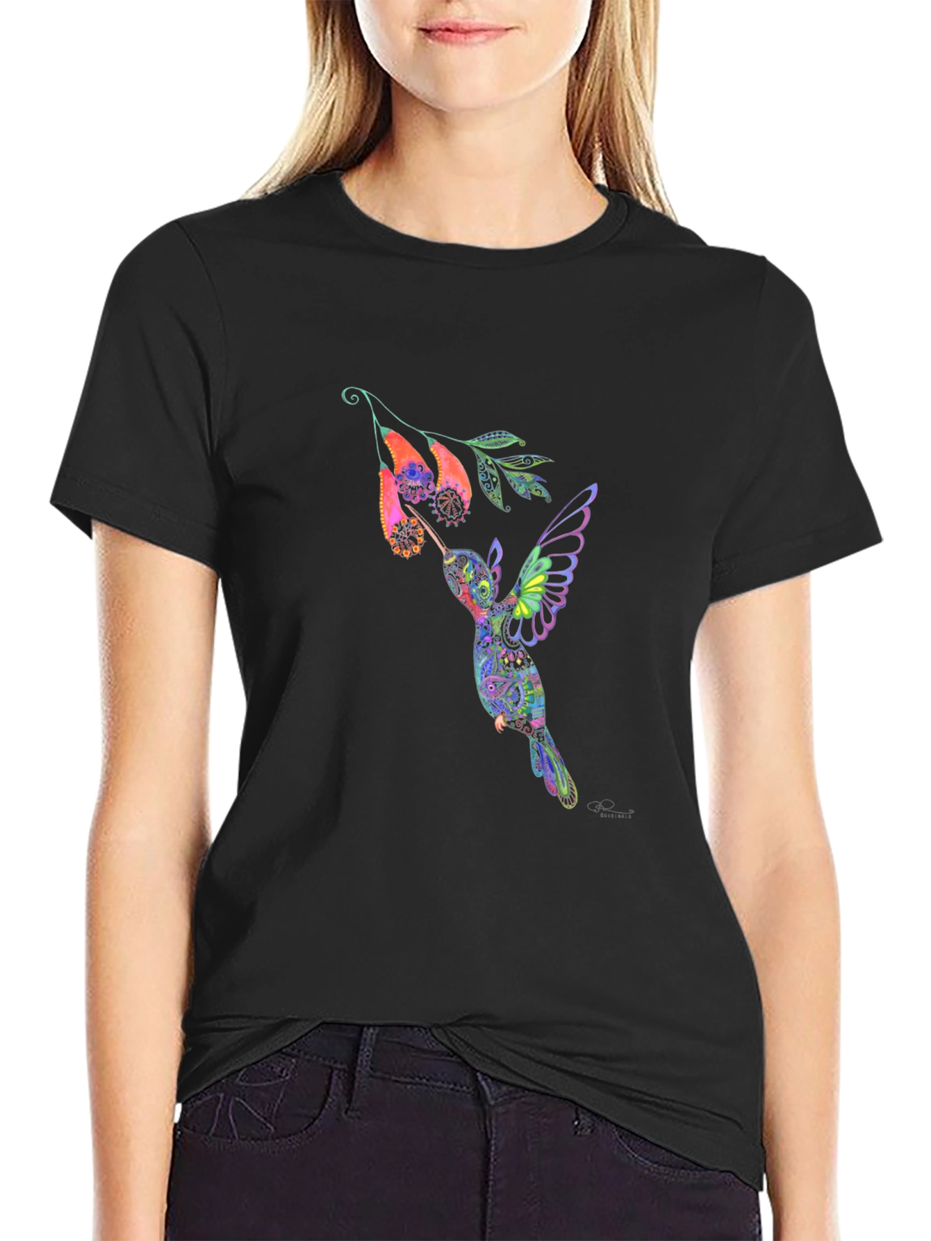 Hummingbird Graphic Black T-Shirt