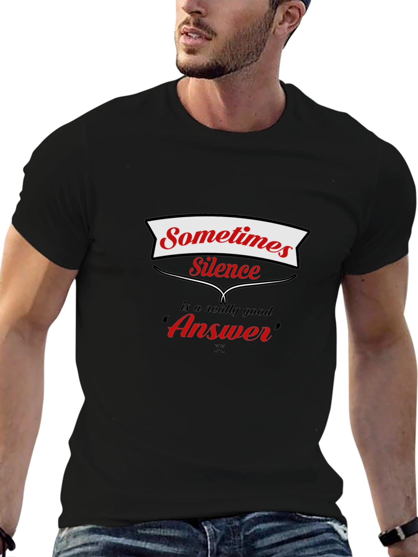 Silence is Golden Mens Black Graphic Tee