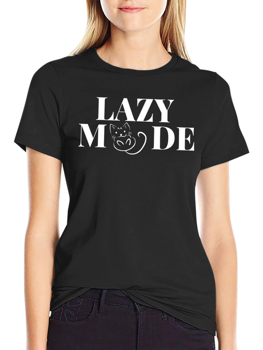 Lazy Mode Cat T-Shirt - Black
