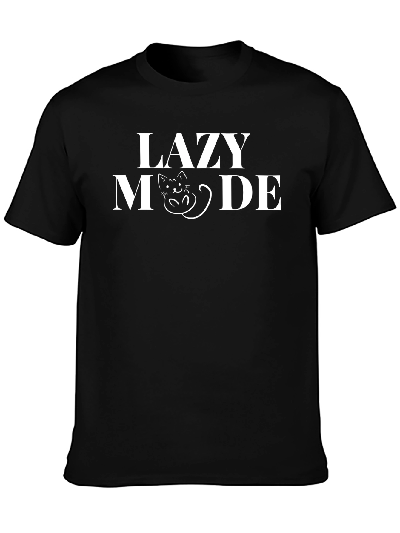 Lazy Mode Cat T-Shirt - Black