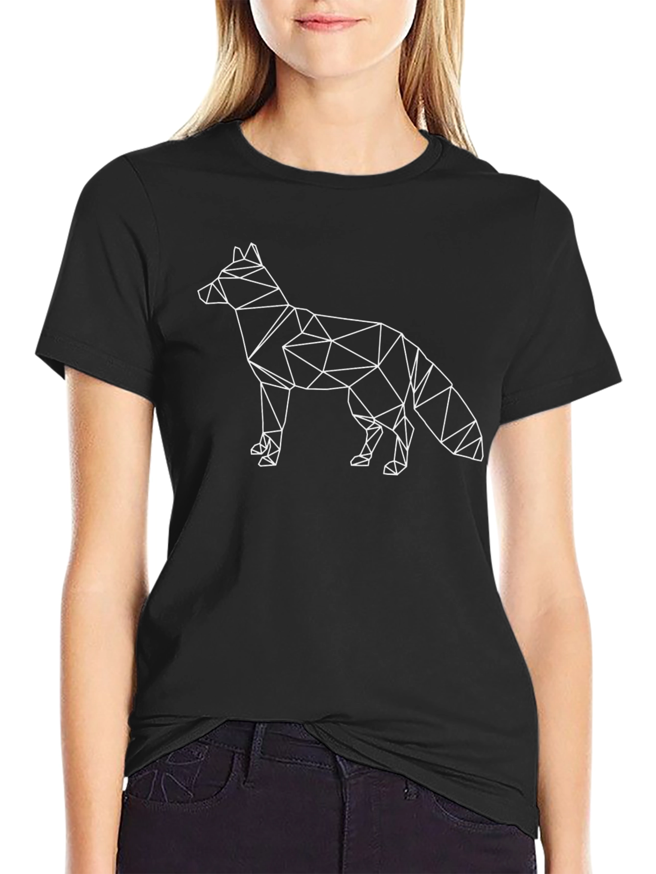 Geometric Fox Graphic Tee - Modern Animal Design