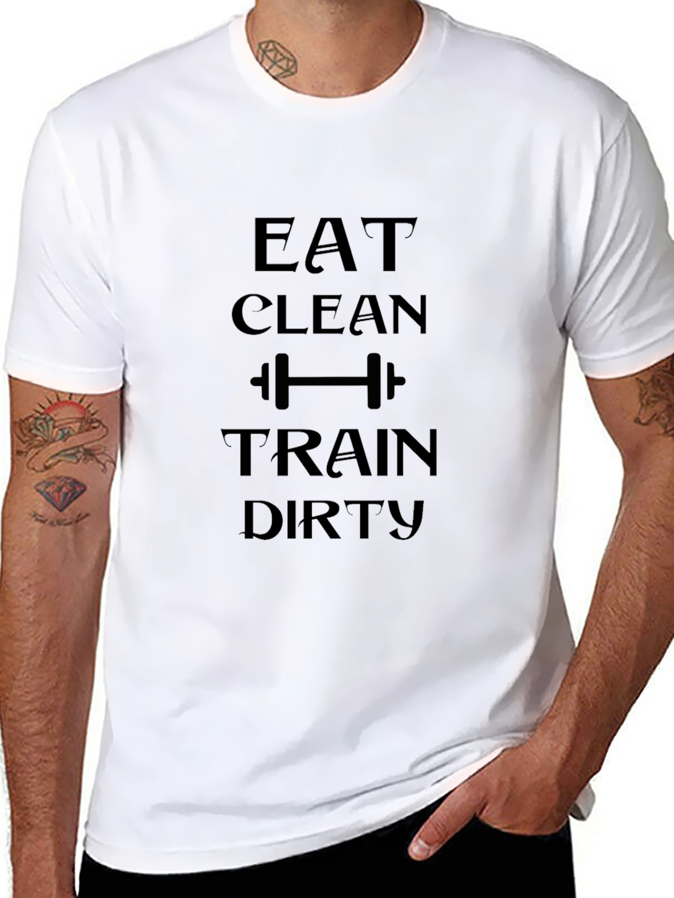 Eat Clean Train Dirty Black Graphic T-Shirt