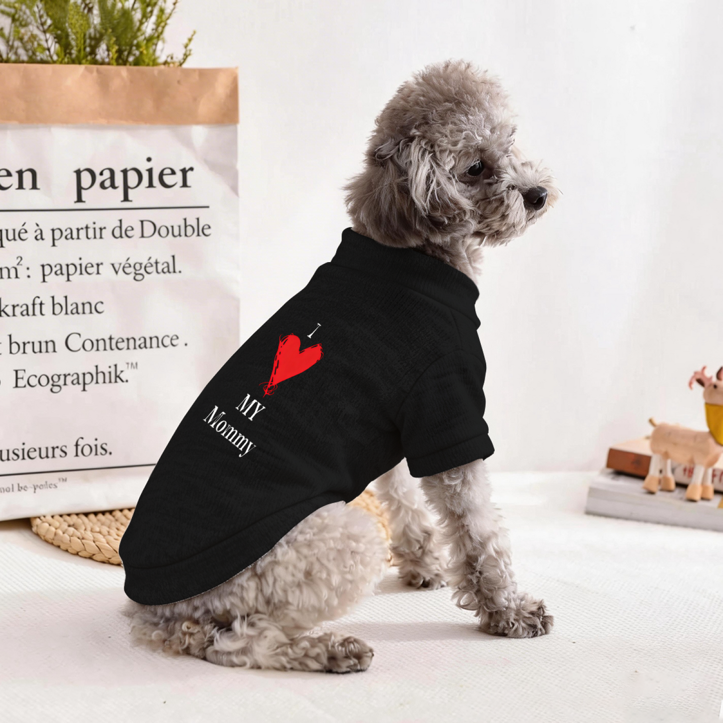 I Love My Mommy Sketch Heart Puppy Sweater