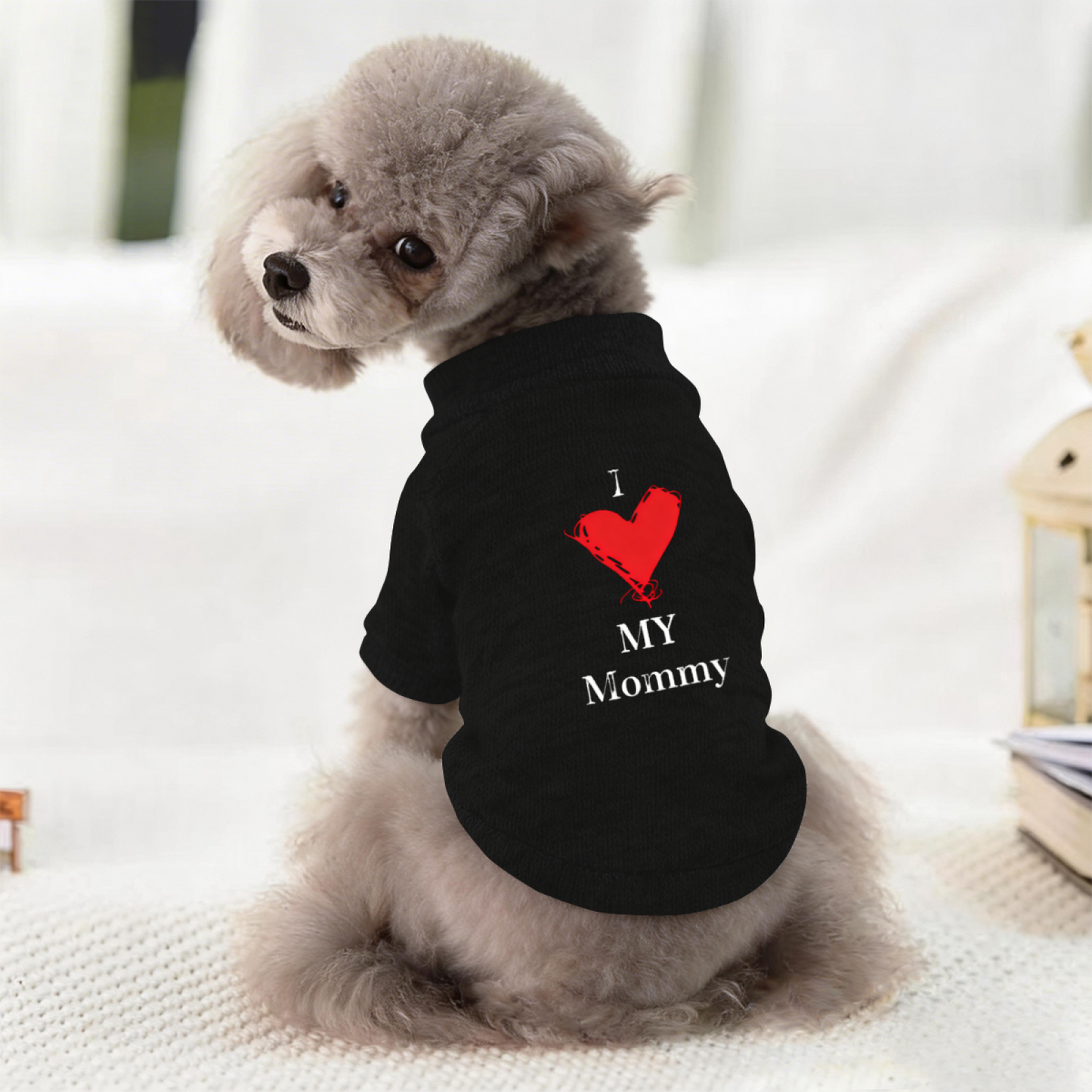 I Love My Mommy Sketch Heart Puppy Sweater