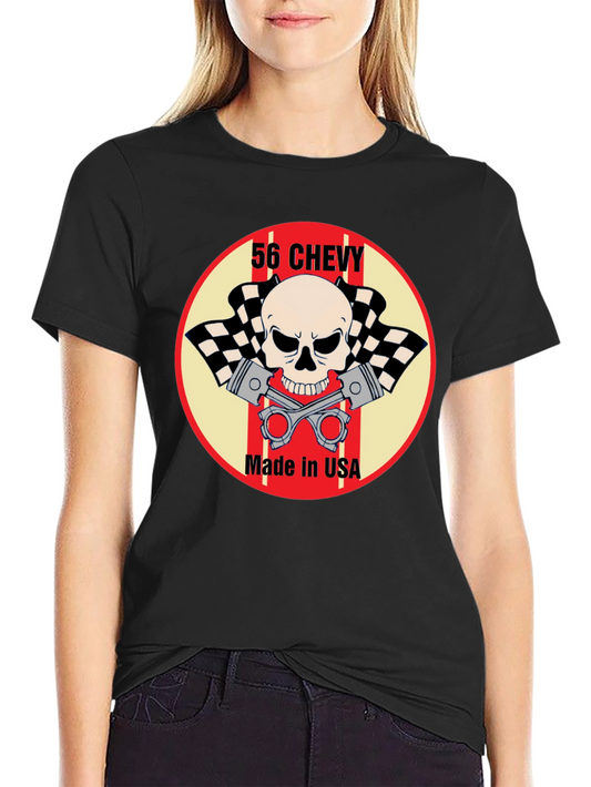 56 Chevy Skull & Pistons Graphic Tee